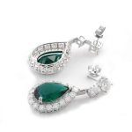 Exquisite Pear-Shaped emerald Halo Drop Earrings
