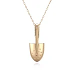 Round Cut Lab Diamond Pendant Necklace Unique Shovel Motif