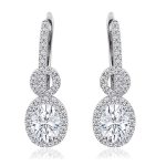 Gorgeous White Gold Oval Cut Moissanite Drop Earrings