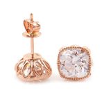 Elegant Rose Gold Cushion Cut Moissanite Stud Earrings