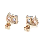 Blue Radiant and Pear Cut Moissanite Toi et Moi Stud Earrings