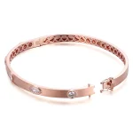 Marquise and Round Cut Moissanite Bangle Bracelet Brushed Finish Style