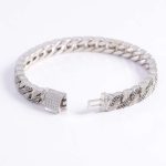 White & Black Moissanite Triangles Intertwined Cuban Bracelet