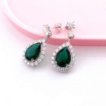 Exquisite Pear-Shaped emerald Halo Drop Earrings