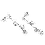Enchanting White Gold round cut Moissanite Dangling Earrings