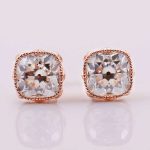 Elegant Rose Gold Cushion Cut Moissanite Stud Earrings