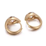 Round Cut Lab Diamond Hoop Earrings Sculptural Tapered Huggie Style