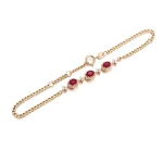 Ruby Triad Bracelet | 18K Yellow Gold Lab Ruby & Lab Diamond Floral Links​