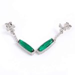 Emerald and moissanite Bow Drop Earrings