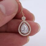 double halo design:Gorgeous 1CT Pear Cut Moissanite Drop Earrings