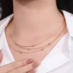 Round Cut Lab Diamond Necklace Triple Strand Floating Collar Style