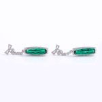 Emerald and moissanite Bow Drop Earrings