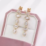 Modern Multi-Shape Bezel Set Moissanite Linear Drop Earrings