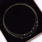 Round Cut Lab Diamond Necklace Triple Strand Floating Collar Style