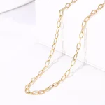 18k Yellow Gold Necklace Elongated Paperclip Link Chain Style