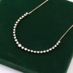 18K Yellow Gold Round Moissanite Choker Necklace
