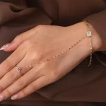 Elegant Emerald Cut Moissanite Slave Bracelet with Vibrant Lab Colored Gemstone Accent
