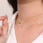 Round Cut Lab Diamond Pendant Necklace Unique Shovel Motif