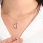 Classic Initial C Round Cut Moissanite Pendant Necklace, Personalized Anniversary Jewelry Gift