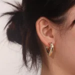Heart Shaped Hoop Earring with Shimmering Round Cut Moissanite Accent