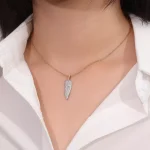 Round Cut Lab Diamond Pendant Necklace Nature Leaf Motif