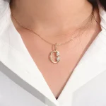 Classic Initial C Round Cut Moissanite Pendant Necklace, Personalized Anniversary Jewelry Gift