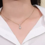 Pear and Oval Cut Lab Diamond Pendant Necklace Duo Drop Style