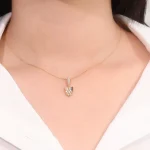 Round Cut Lab Diamond Pendant Necklace Unique Shovel Motif
