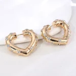 Heart Shaped Hoop Earring with Shimmering Round Cut Moissanite Accent