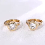Round Cut Lab Diamond Earrings Bezel Set Huggie Hoop Style