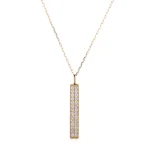 Round Cut Lab Diamond Pendant Necklace Retractable Fortune Bar Style