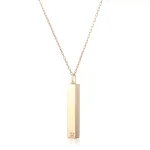 Round Cut Lab Diamond Pendant Necklace Retractable Fortune Bar Style