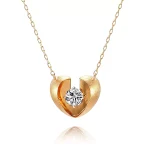 Round Cut Lab Diamond Pendant Necklace Modern Split Heart Style