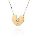 Round Cut Lab Diamond Pendant Necklace Modern Split Heart Style