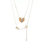 Round Cut Lab Diamond Pendant Necklace Modern Split Heart Style