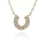 Round Cut Diamond Pendant Necklace Lucky Horseshoe Motif