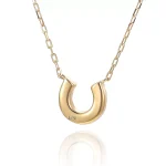 Round Cut Diamond Pendant Necklace Lucky Horseshoe Motif