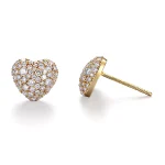 Round Cut Lab Diamond Heart Stud Earrings Pave Style