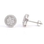 Mesmerizing VVS Moissanite White Gold Cluster Stud Earrings