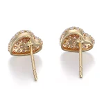 Round Cut Lab Diamond Heart Stud Earrings Pave Style