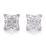 Princess Cut Lab Diamond Stud Earrings Classic Solitaire Style