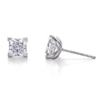 Princess Cut Lab Diamond Stud Earrings Classic Solitaire Style