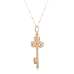 Round Cut Lab Diamond Pendant Necklace Vintage Key Motif