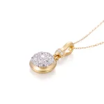 Round Cut Lab Diamond Pendant Necklace Classic Disc Cluster Style
