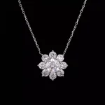 Round Cut Lab Diamond Floral Halo Cluster Pendant (Pendant Only)