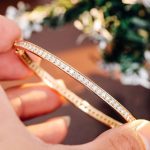 Elegant Channel-Set Moissanite Gold Bangle Bracelet