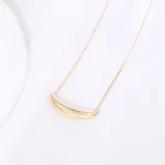 18K Yellow Gold Pendant Necklace Minimalist Curved Tube Bar Style