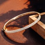 Elegant Channel-Set Moissanite Gold Bangle Bracelet