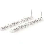 Radiant Round Moissanite Linear Earrings