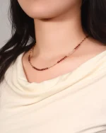 Crimson Fire-Weave Necklace | 18K Yellow Gold Bamboo Link Necklace with Natural Ruby Accents